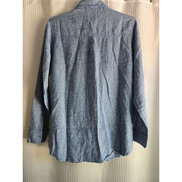 GAP Womens Top Size M Blue Linen Blend Long Sleeve NWT Fall Winter Work Career - Picture 3 of 7
